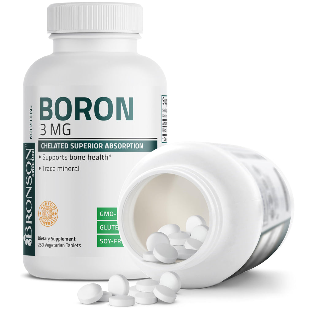 Bronson Boron 250 count bottle side profile