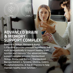 Authentic Bronson imported brain support supplement bottle emphasizing gluten-free and soy-free dietary standards.