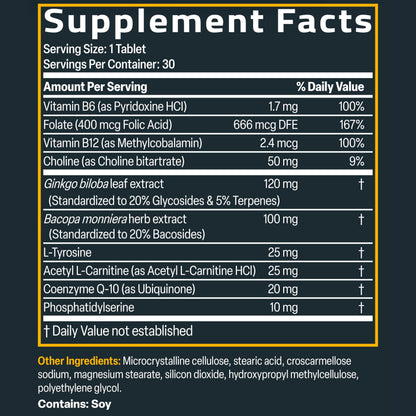 Lifestyle shot of Bronson cognitive focus supplement bottle beside books demonstrating brain support for studying.