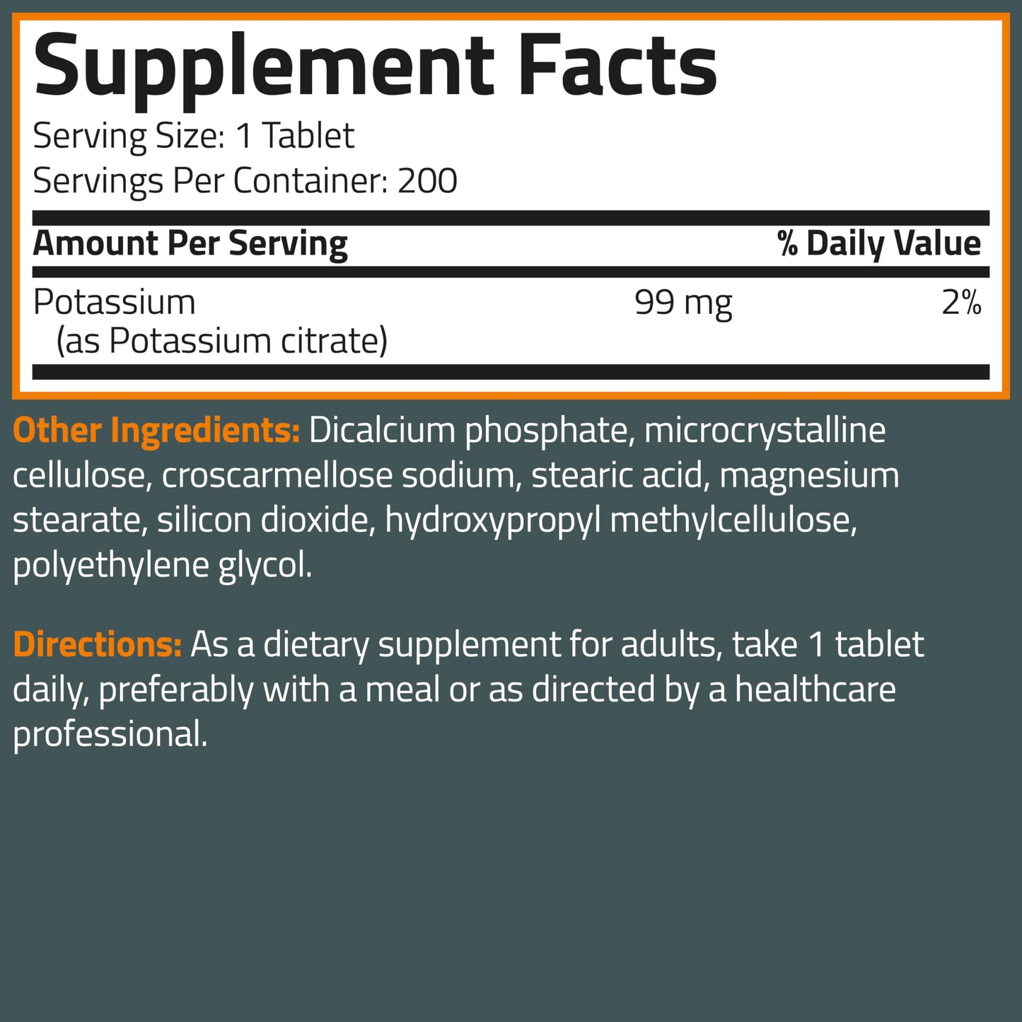 Bronson Minerals Potassium Citrate ninety-nine milligram package presented clearly for consumer ingredient inspection