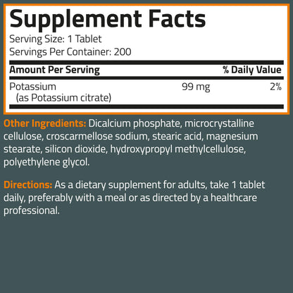 Bronson Minerals Potassium Citrate ninety-nine milligram package presented clearly for consumer ingredient inspection