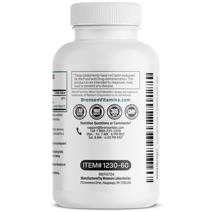 Bronson health supplement packaging showcasing the premium Albion minerals logo details