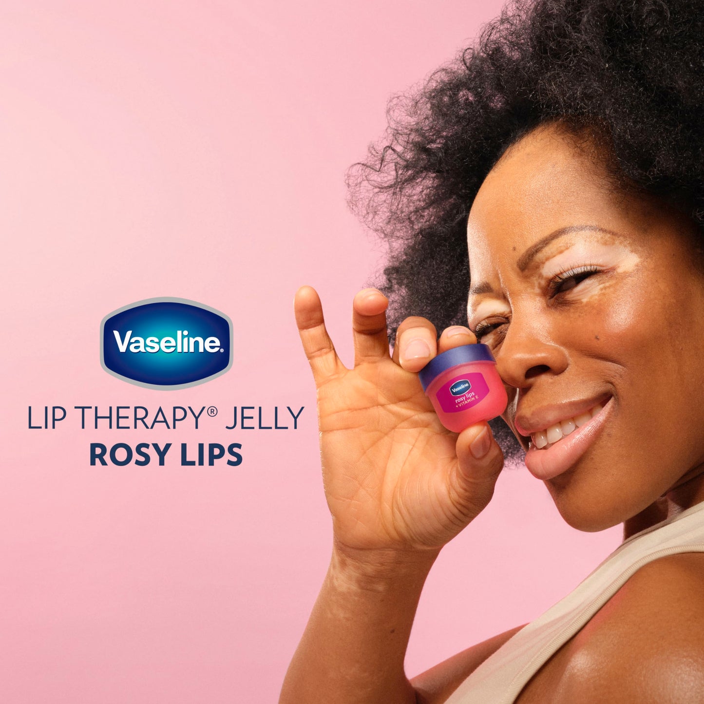 Close up of Vaseline lip balm texture for dry lips