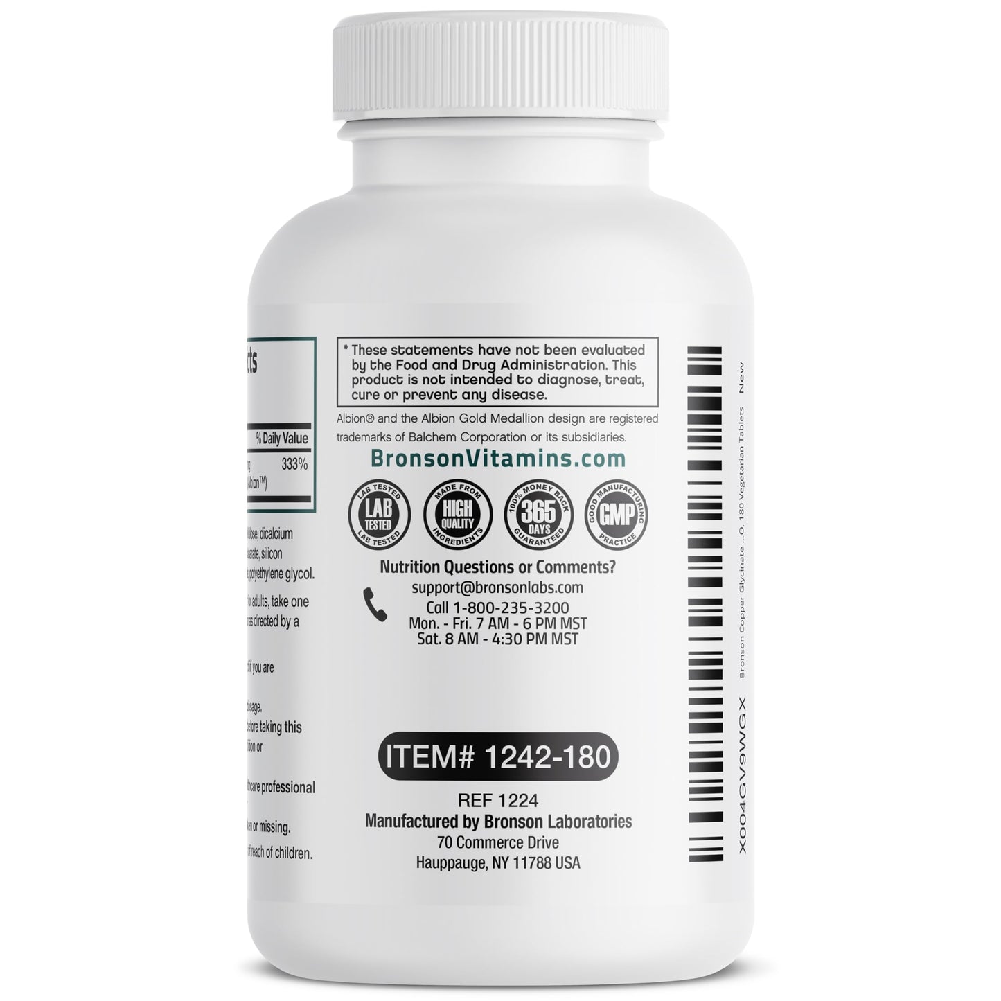 Bronson 180 tablets packaging displaying superior absorption and laboratory tested seals