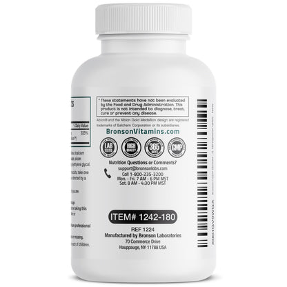 Bronson 180 tablets packaging displaying superior absorption and laboratory tested seals