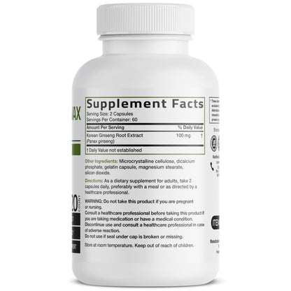 Bronson Korean Panax Ginseng supplement facts label