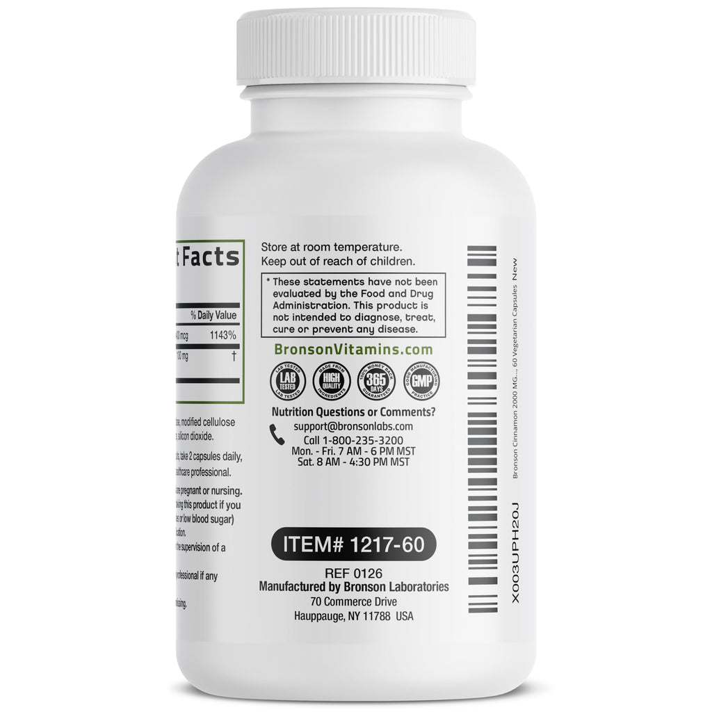 Bronson Cinnamon Plus Chromium side view of the supplement bottle