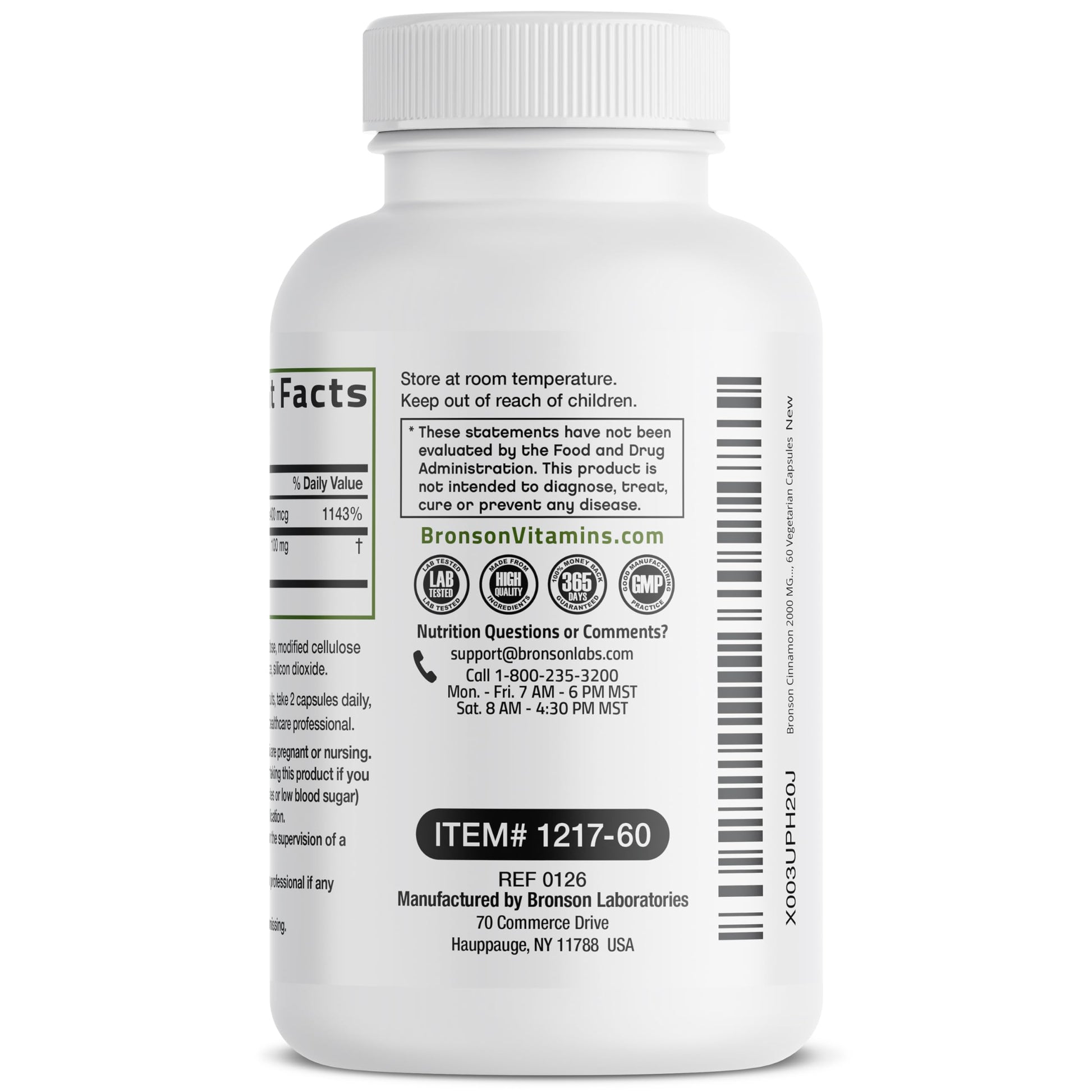 Bronson Cinnamon Plus Chromium side view of the supplement bottle