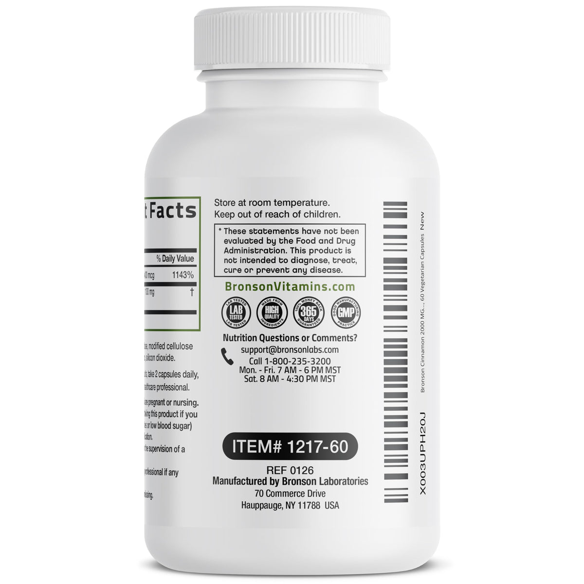 Bronson Cinnamon Plus Chromium side view of the supplement bottle