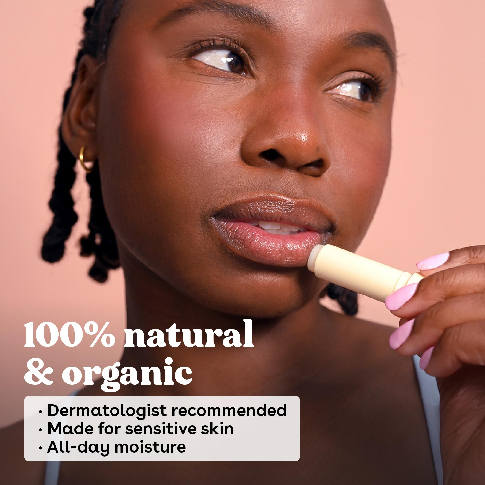 Eos organic lip balm open showing product texture