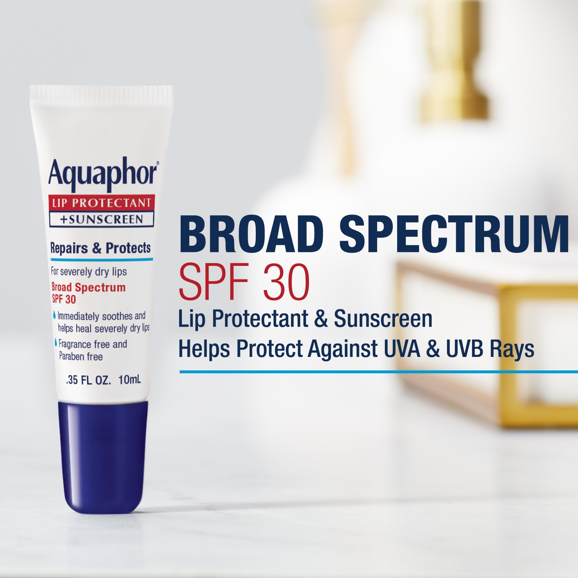 Dermatologist recommended Aquaphor lip repair treatment for cracked skin.