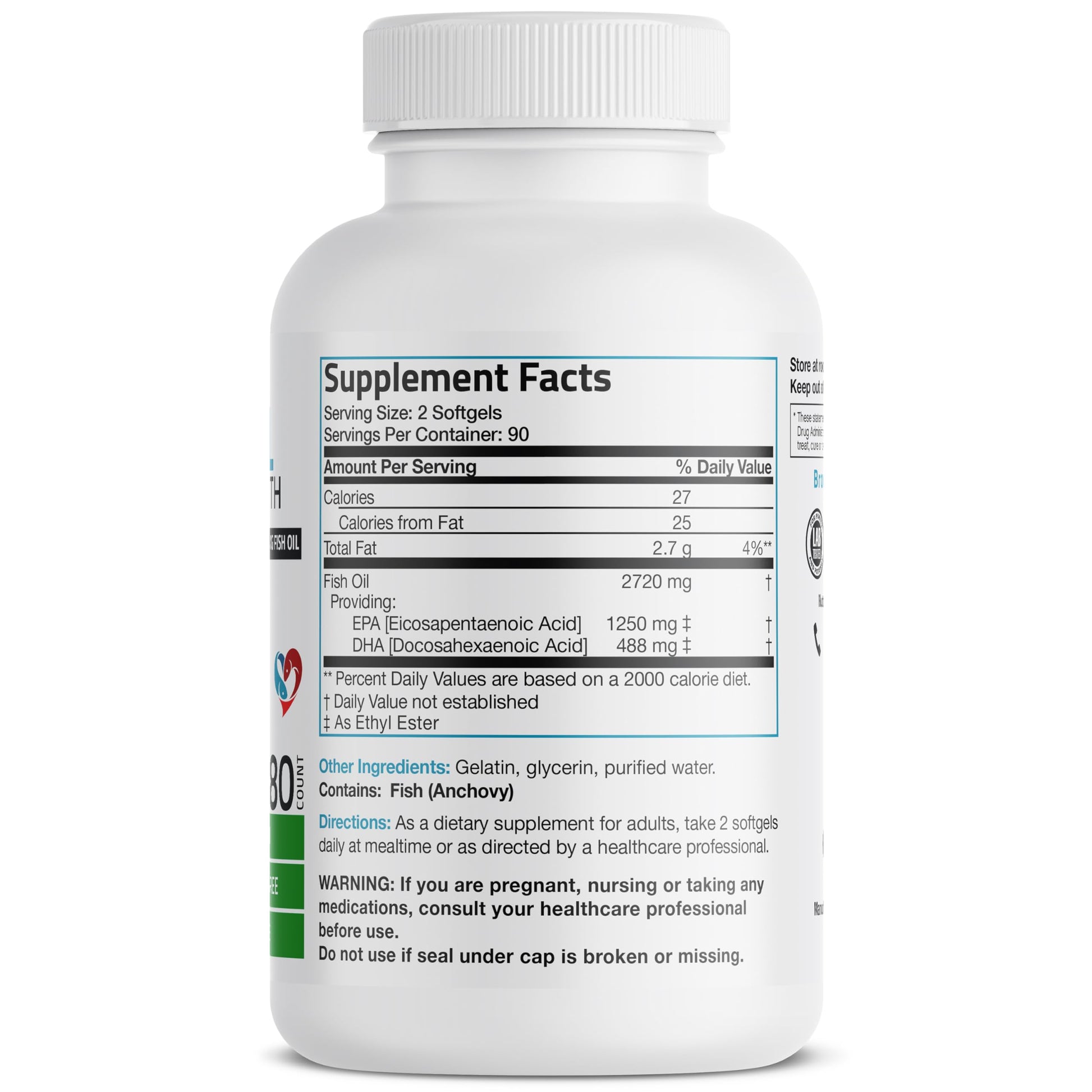 Bronson premium fish oil supplement 2720 milligrams label facts