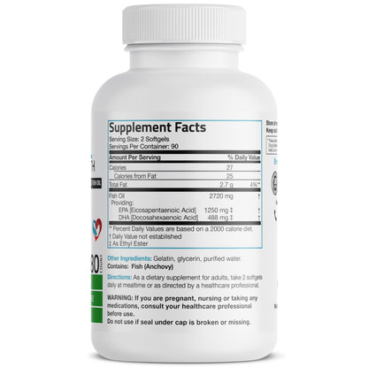 Bronson premium fish oil supplement 2720 milligrams label facts