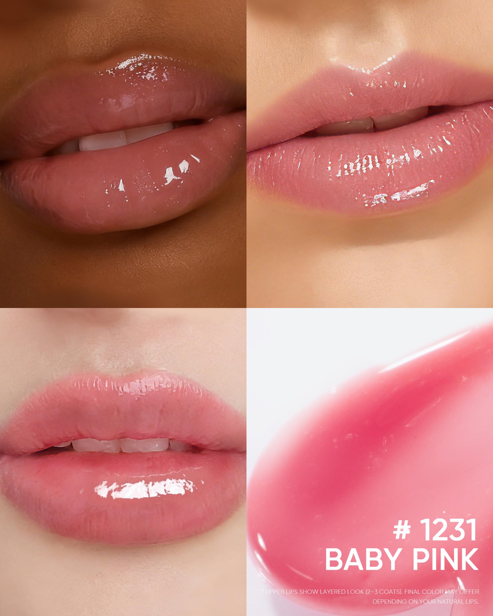 Skintific lip serum packaging and shade 01 baby pink details