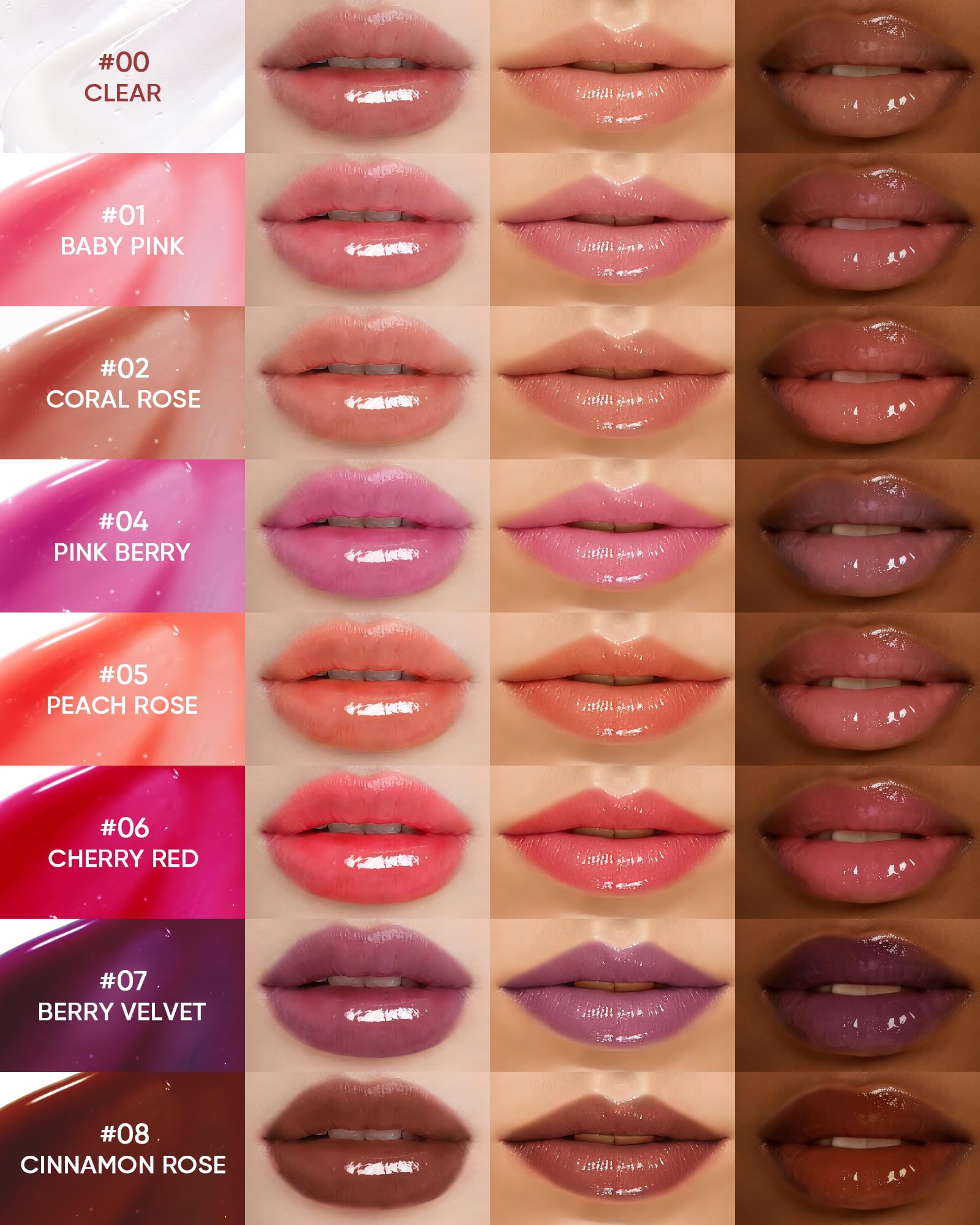 Skintific hydrating lip gloss swatched on skin