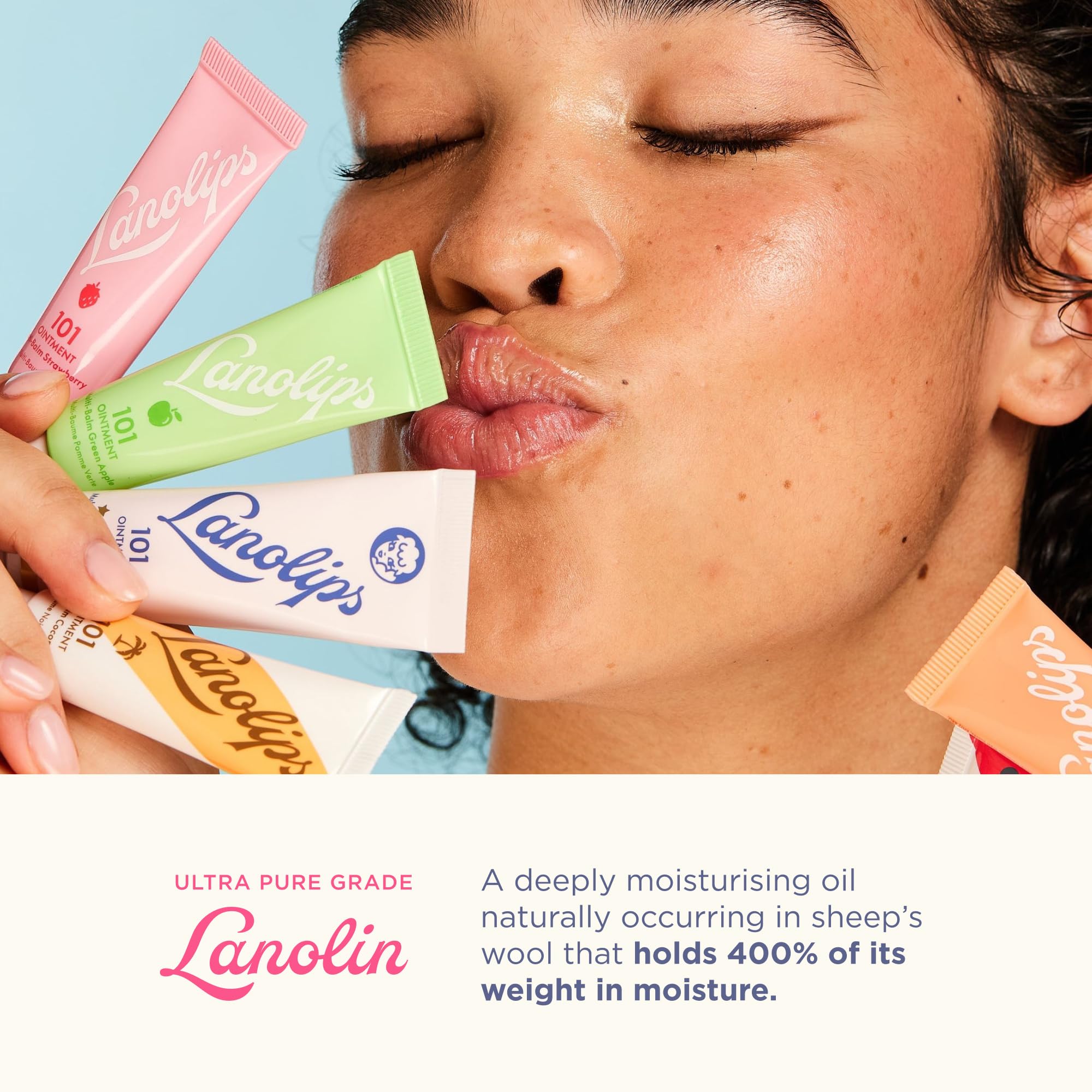 Lanolips multipurpose balm application on dry lips