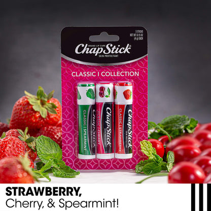 Close up of ChapStick classic lip balm tube showing cap and label