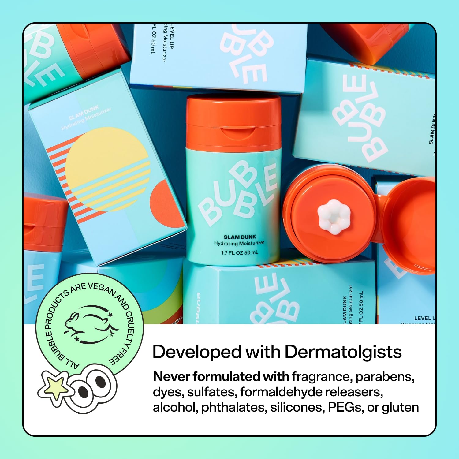 Bubble Skincare Slam Dunk Hydrating Face Moisturizer lifestyle shot highlighting blue light protection