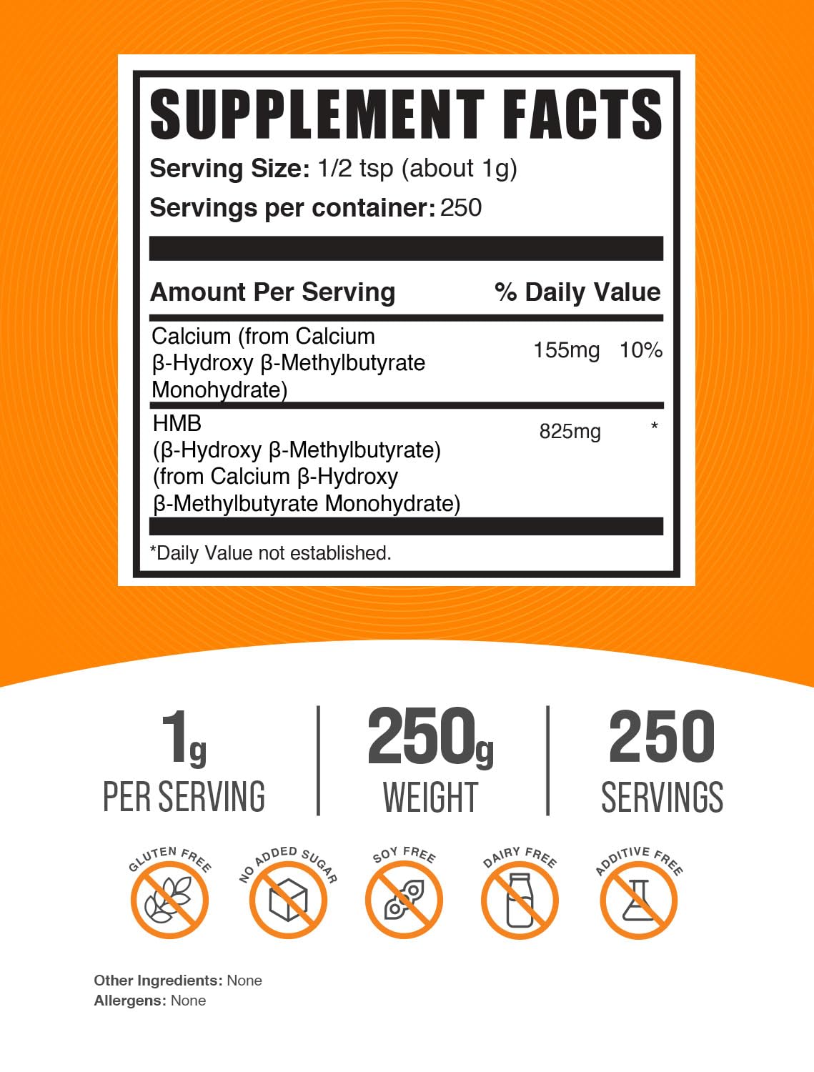 Close up of BulkSupplements HMB powder nutritional label