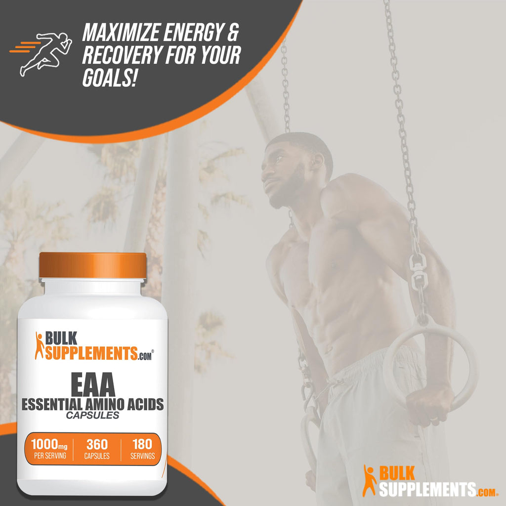 Bulksupplements amino acid supplement close up on capsule count