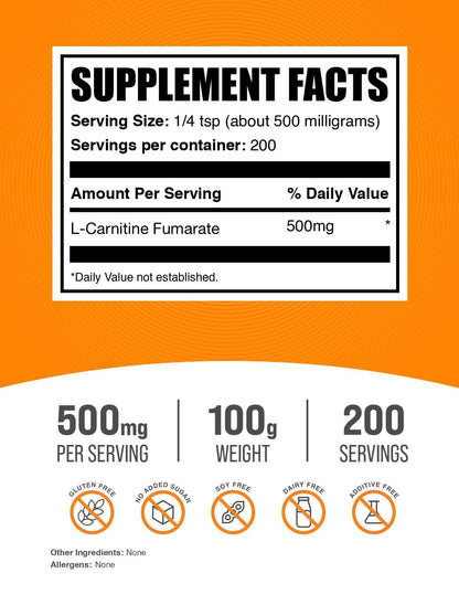 BulkSupplements L-Carnitine Fumarate supplement packaging