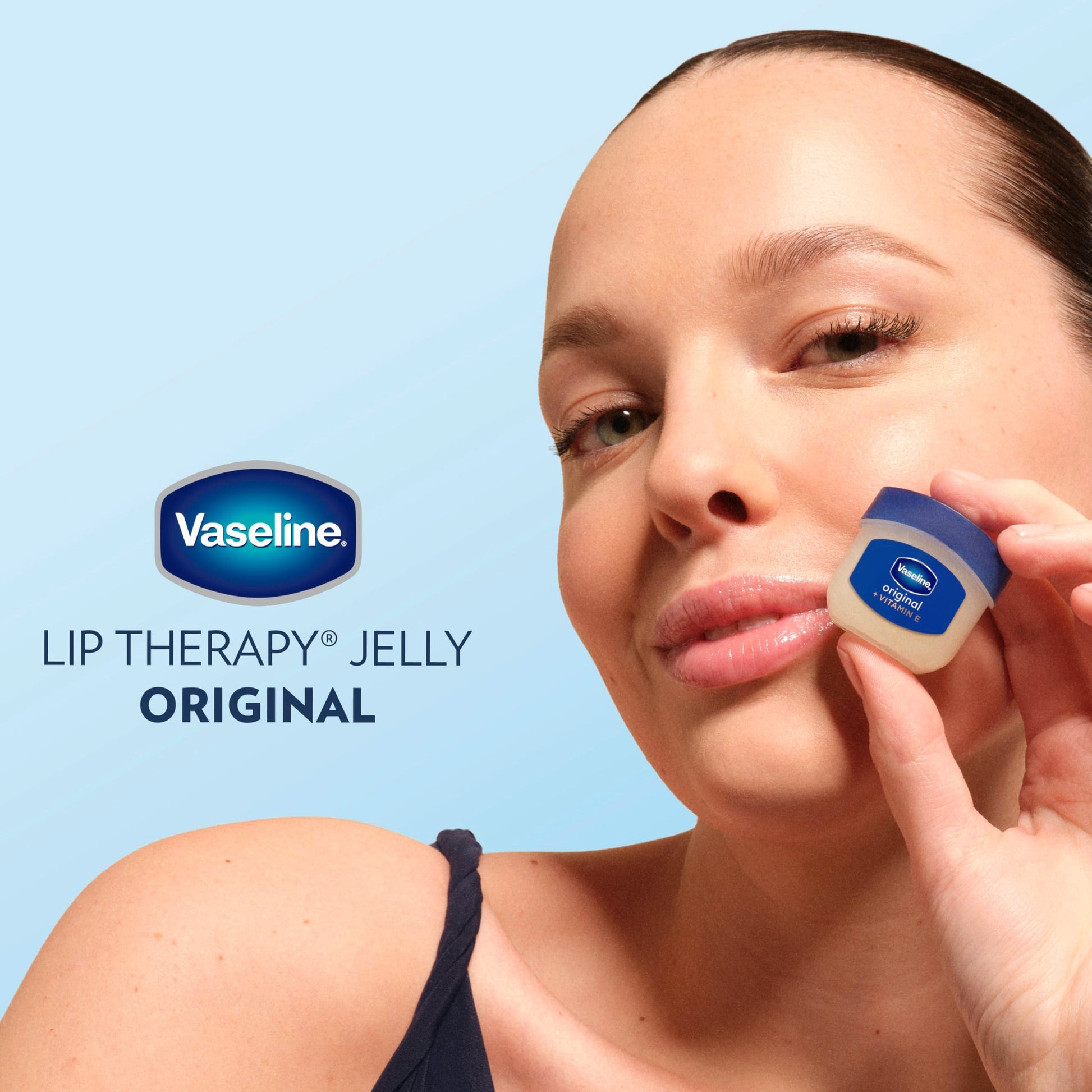 Authentic Vaseline Lip Therapy mini jar top view