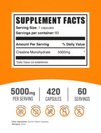 BulkSupplements 5000mg creatine capsules label nutrition facts