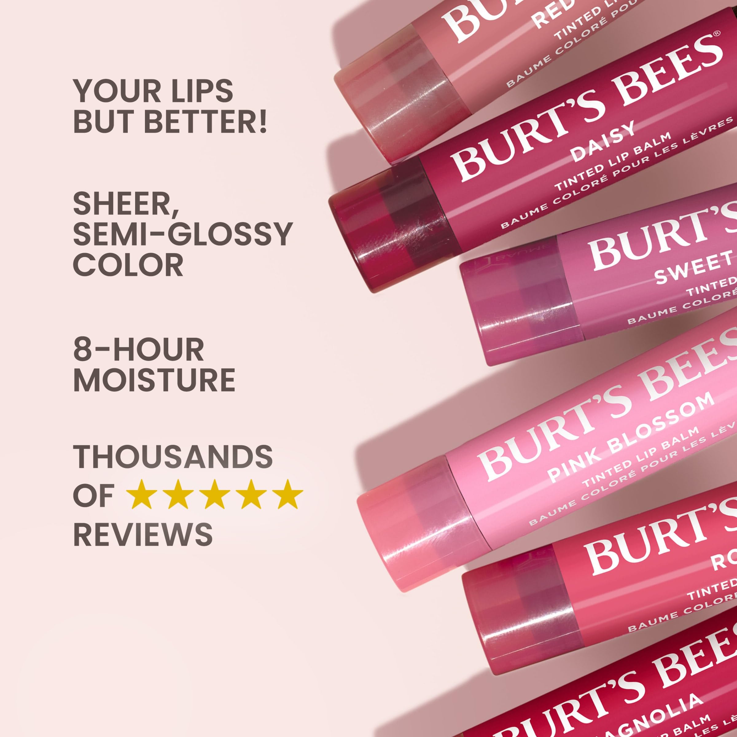 Two tubes of 100% natural origin moisturizing chapstick with shea butter for dry chapped lips repair.
