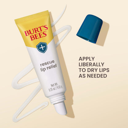 Three tubes of Burt's Bees rescue lip treatment arranged neatly to highlight the multipack value.