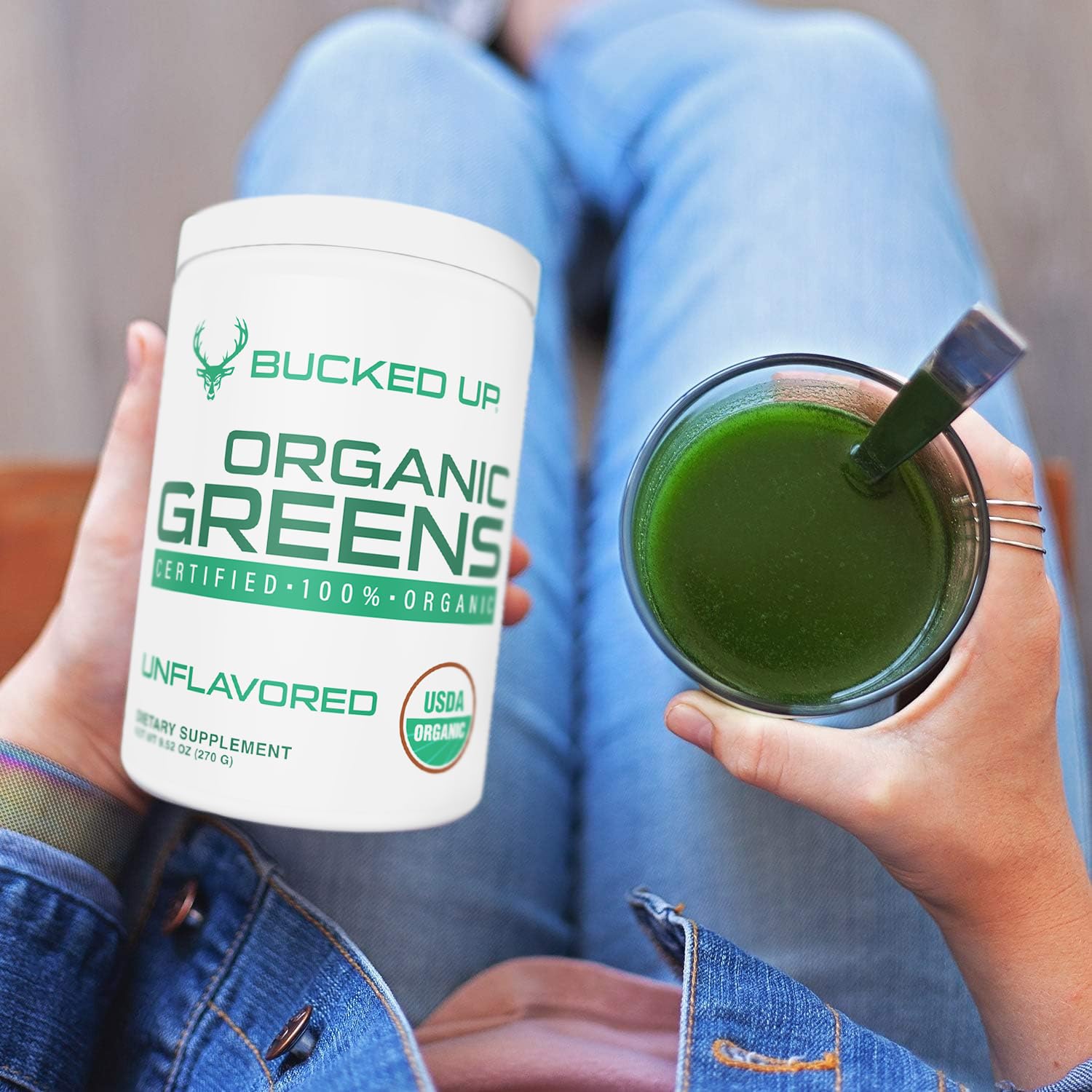Bucked Up Organic Greens nutrition facts panel