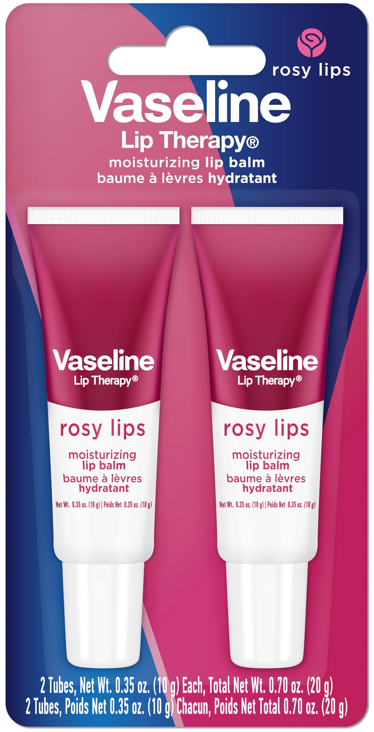 Two tins of Vaseline Rosy Lips moisturizing balm