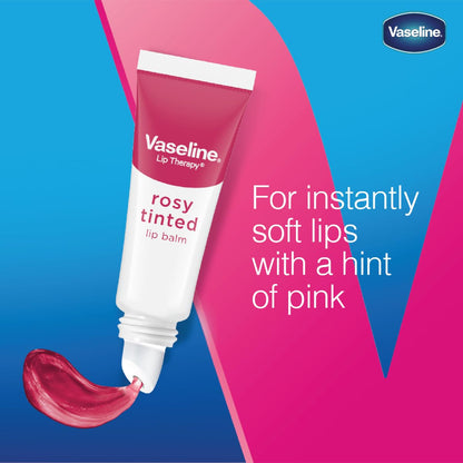 Close up of rosy tint Vaseline lip therapy texture