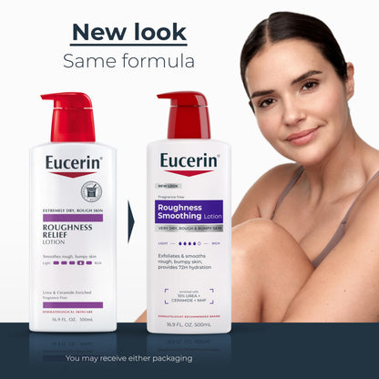 Eucerin Roughness Relief Body Lotion showing pump top dispenser
