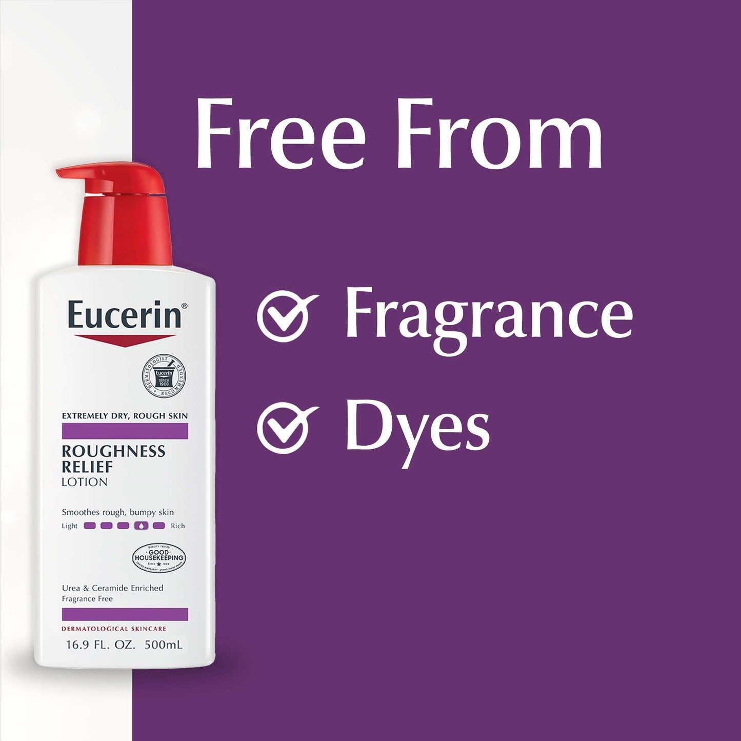Application of Eucerin body lotion on dry skin
