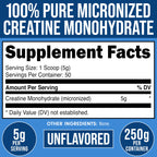 Bucked Up Pure Micronized Creatine Monohydrate nutritional facts label