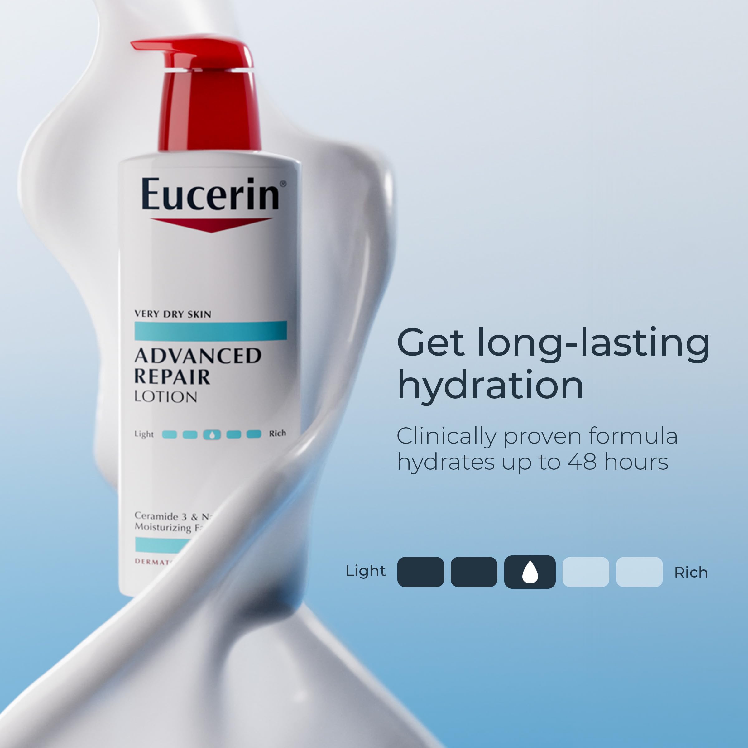 Eucerin advanced repair lotion ceramide 3 formula ingredient label closeup