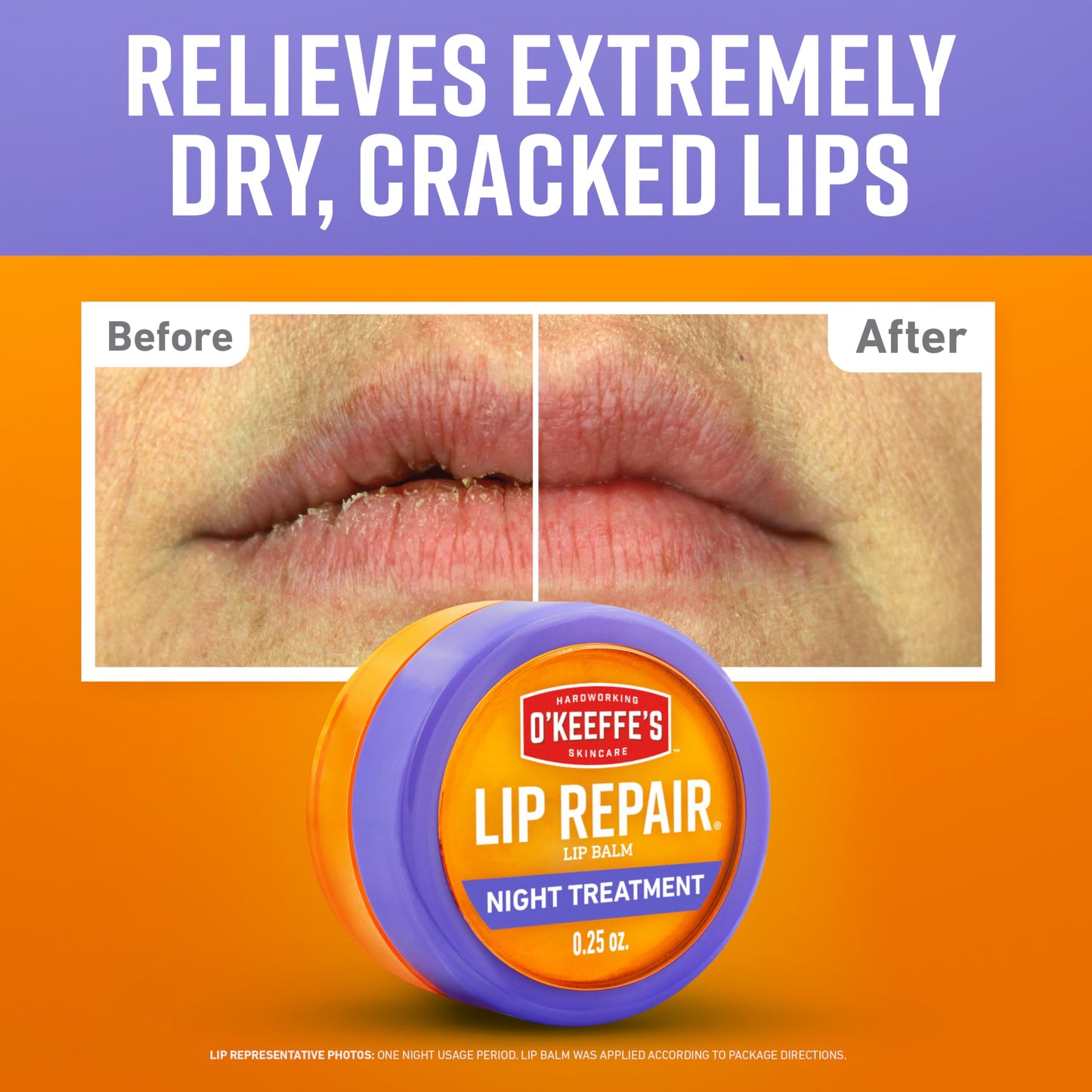 O'Keeffe's lip balm jar showing packaging details