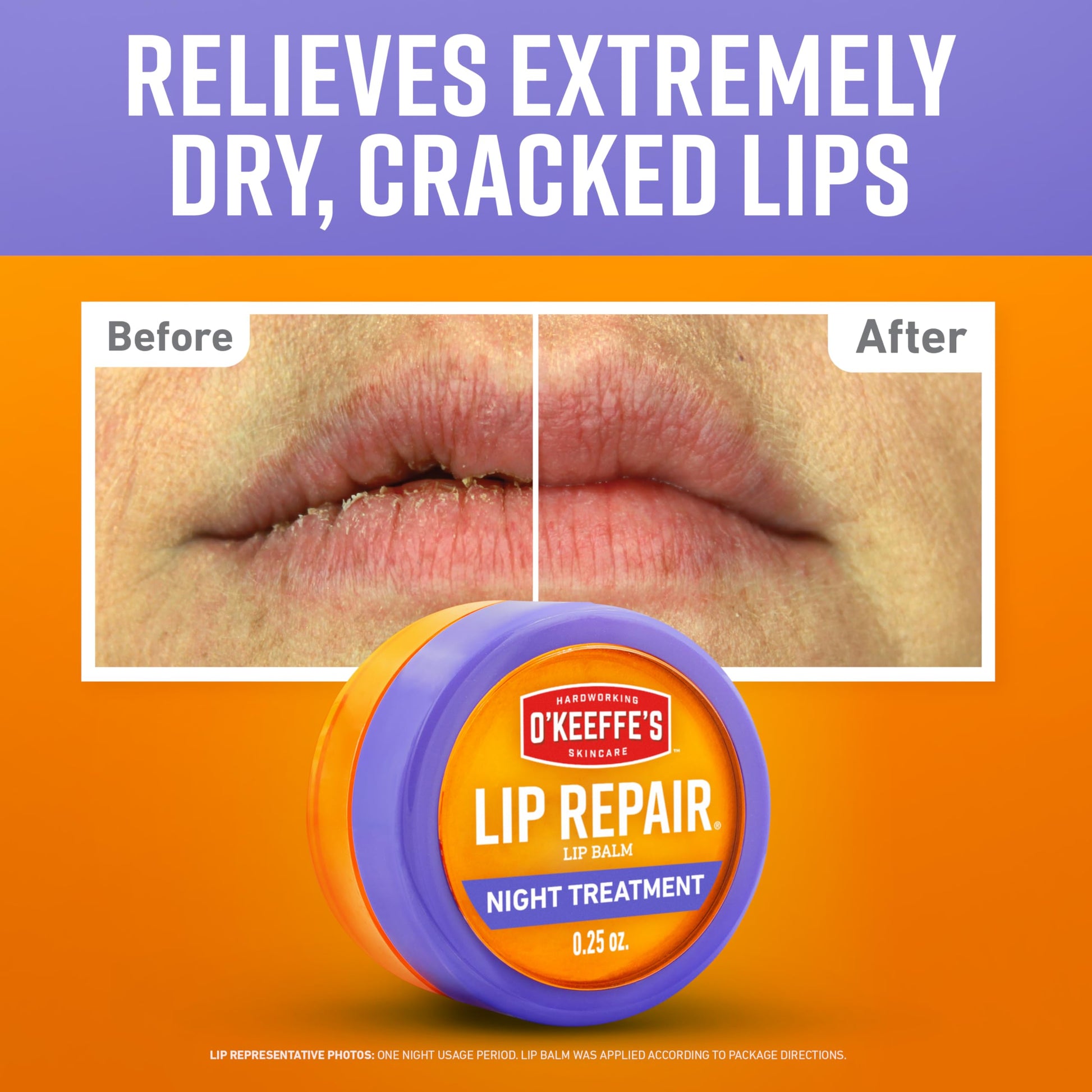 O'Keeffe's lip balm jar showing packaging details
