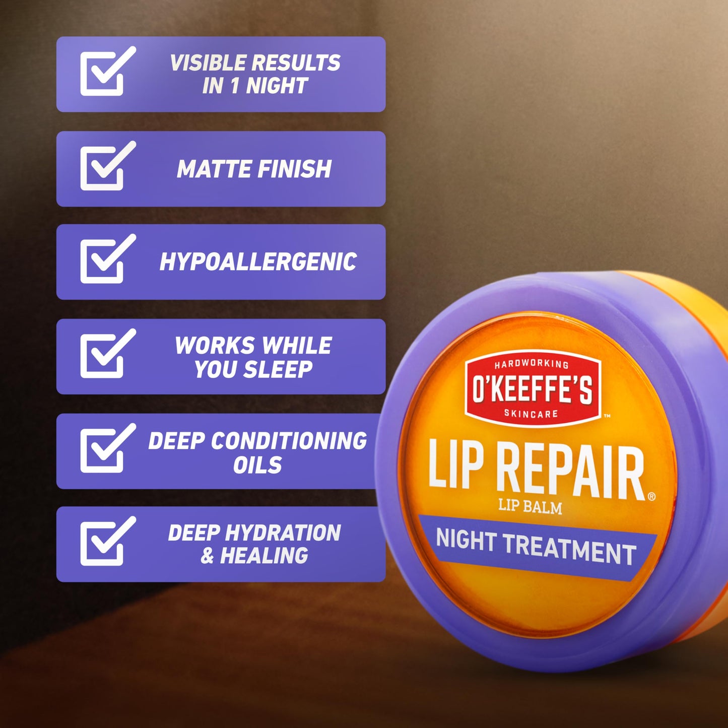 Applying O'Keeffe's night treatment for dry lips
