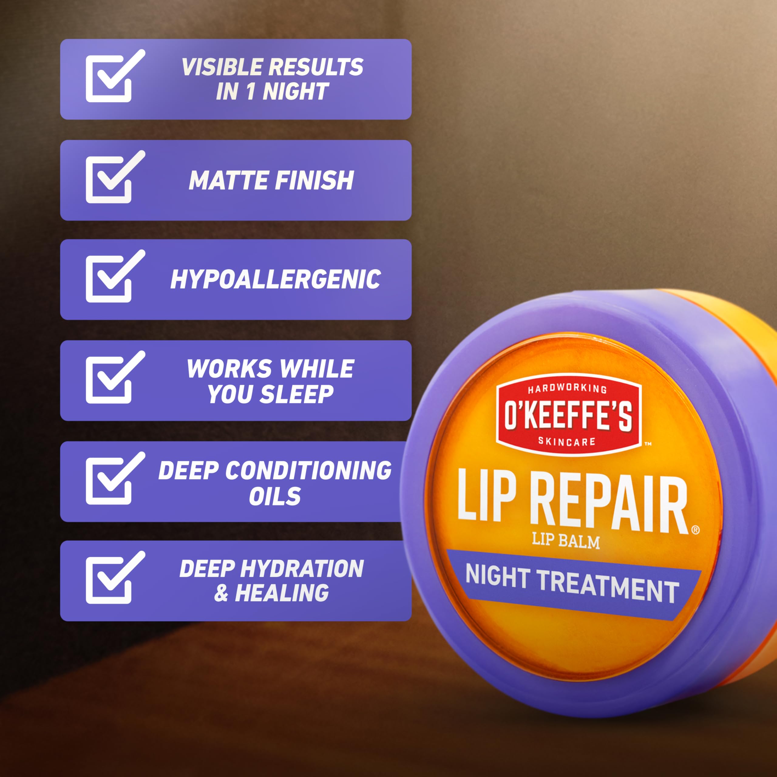 Applying O'Keeffe's night treatment for dry lips