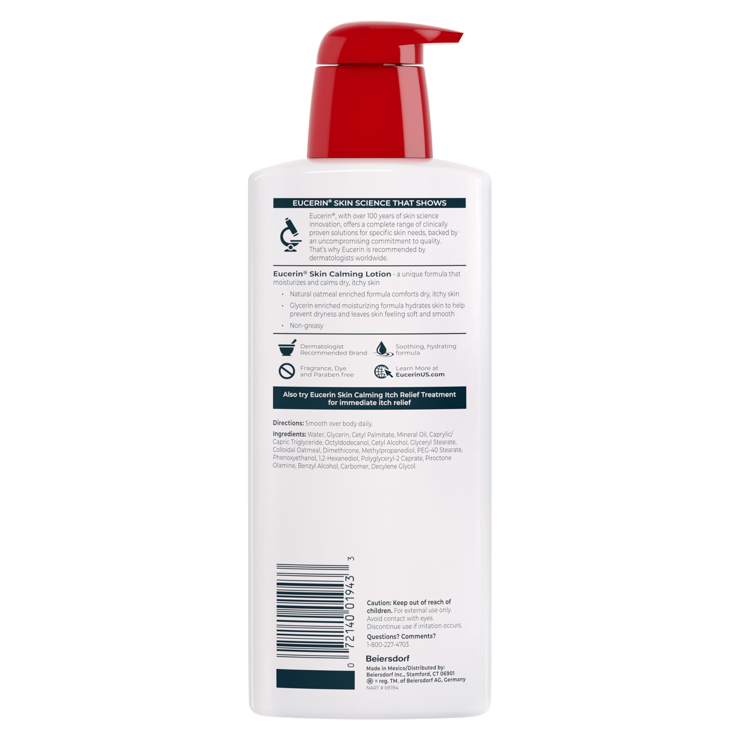 Close up of the pump mechanism on the dry skin relief body moisturizer.