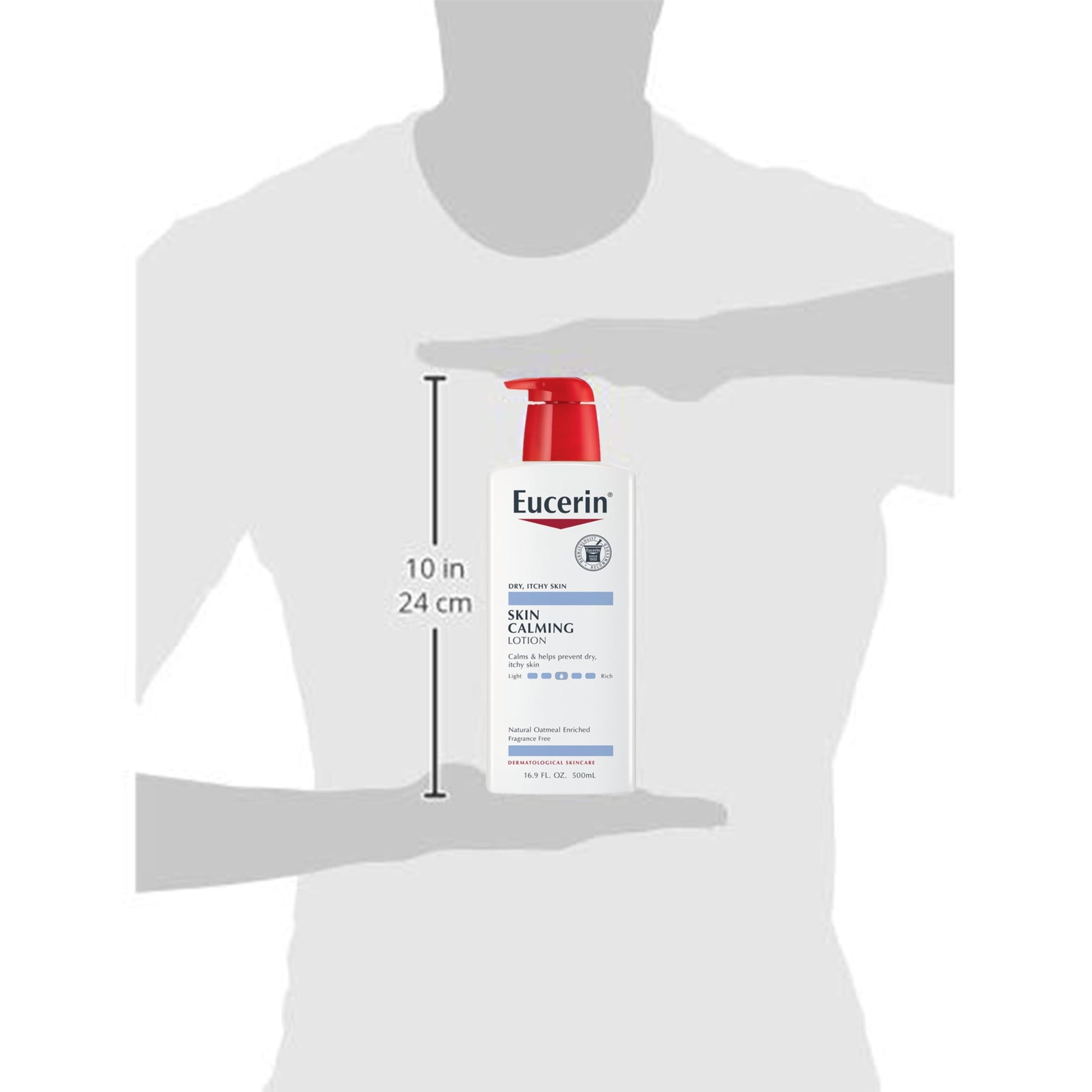 Side perspective of the anti itch moisturizing fluid container for daily routine use.