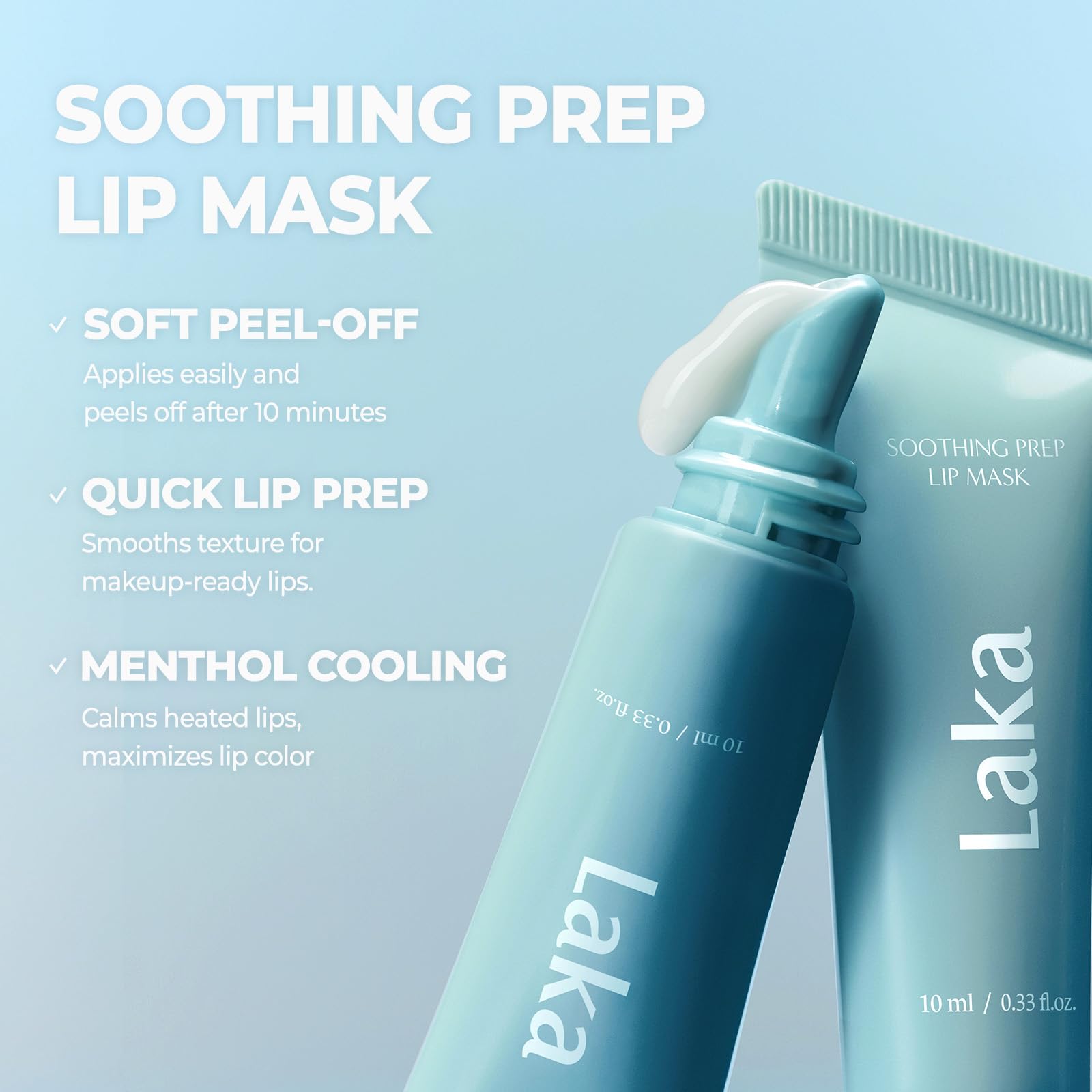 Applying Laka lip mask on lips