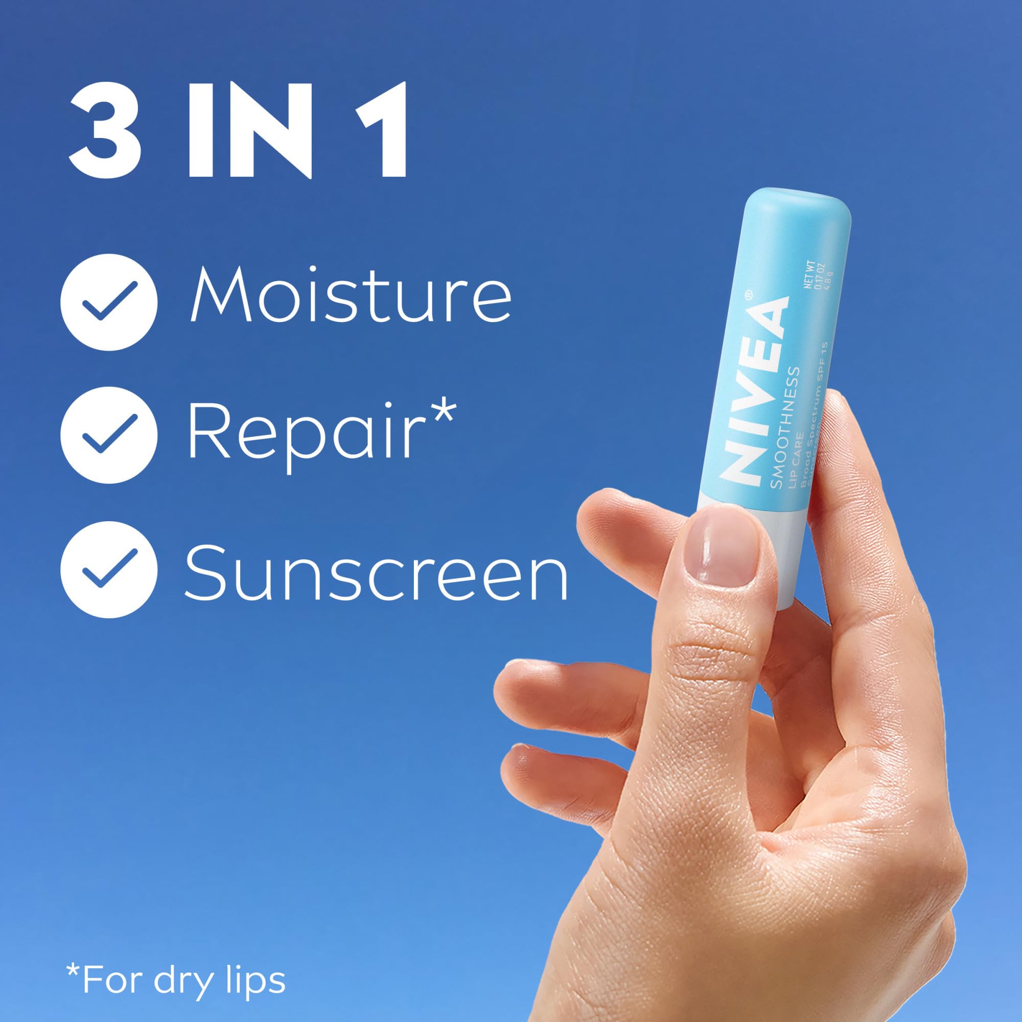 Close up of Nivea Smoothness lip balm stick