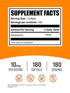 BulkSupplements astaxanthin 12mg dietary supplement bottle label details