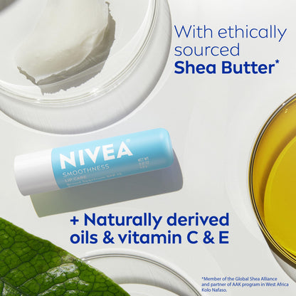 Nivea Smoothness lip balm stick open for application