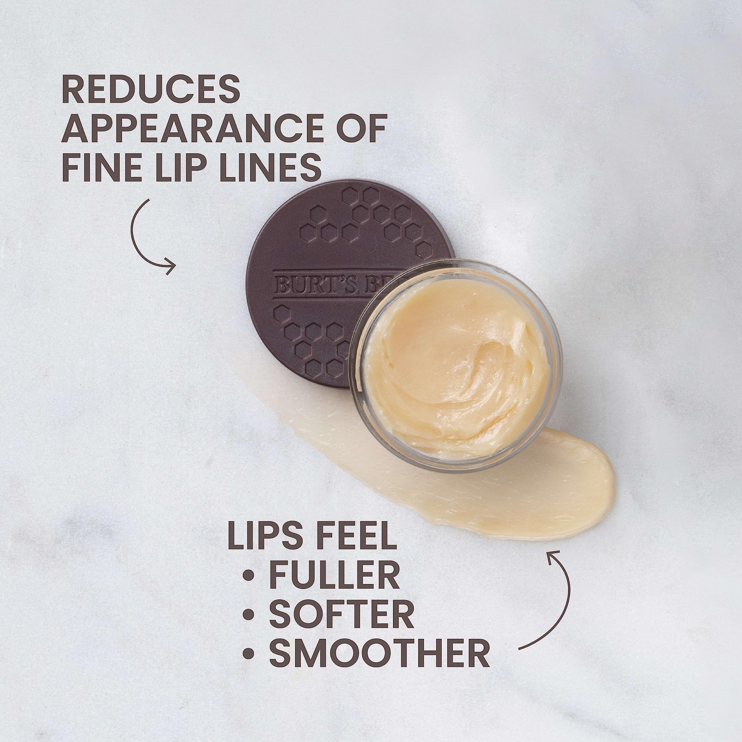 Burt's Bees natural origin ceramide lip care ointment jar close up view