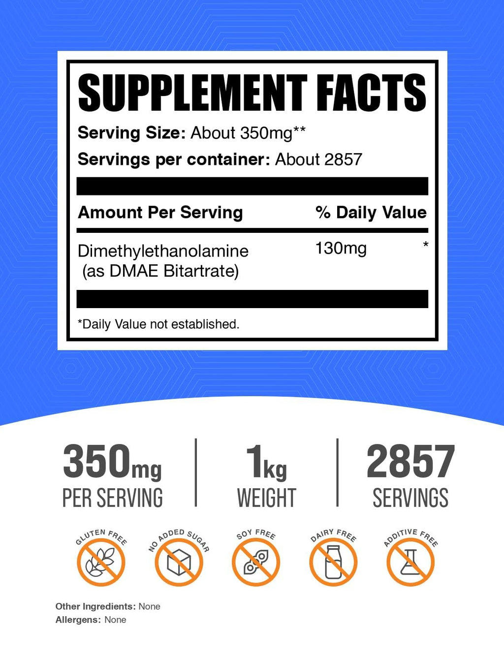 BulkSupplements DMAE Bitartrate Powder net weight label detail