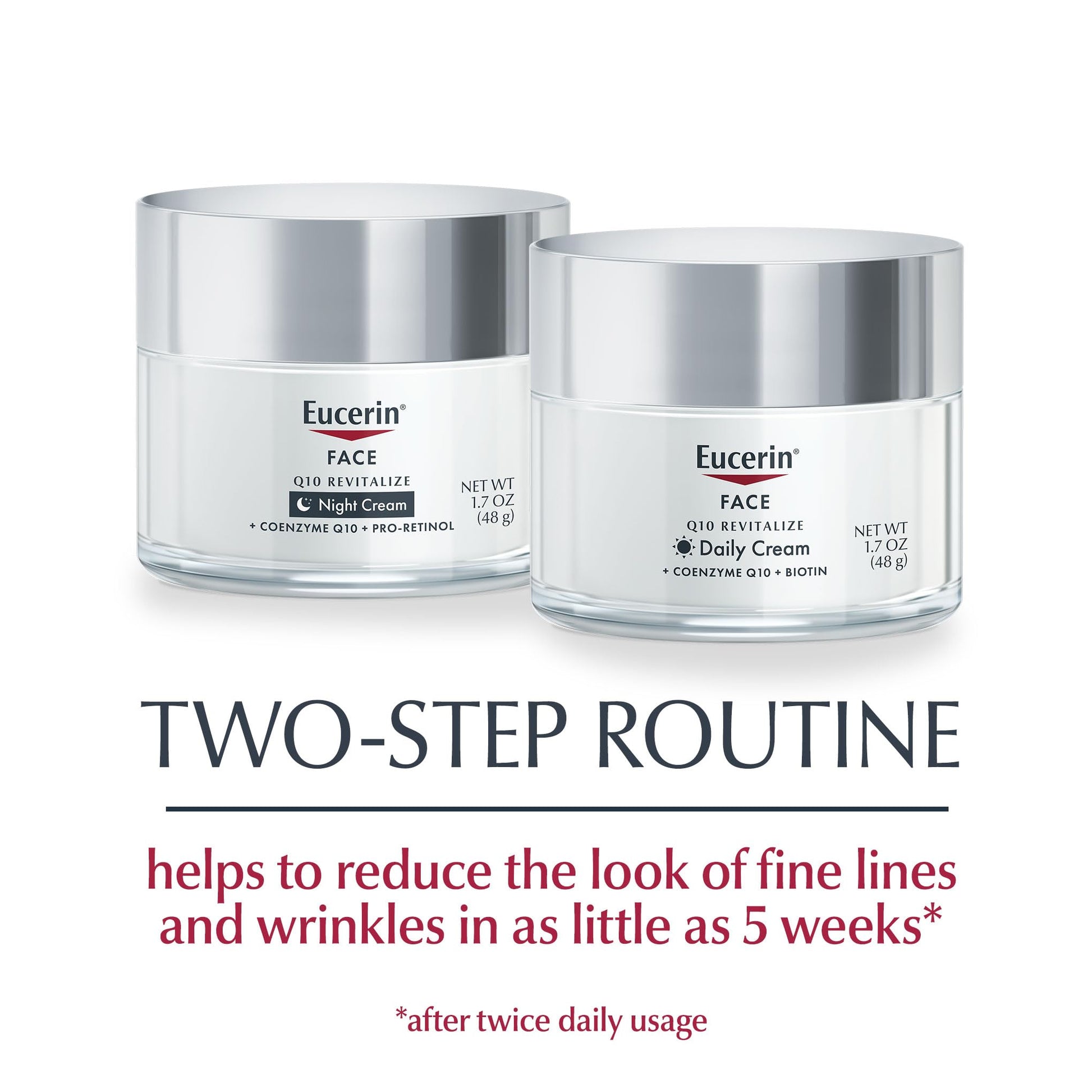 Eucerin anti aging moisturizer 2 pack jars showing day cream and night cream labels