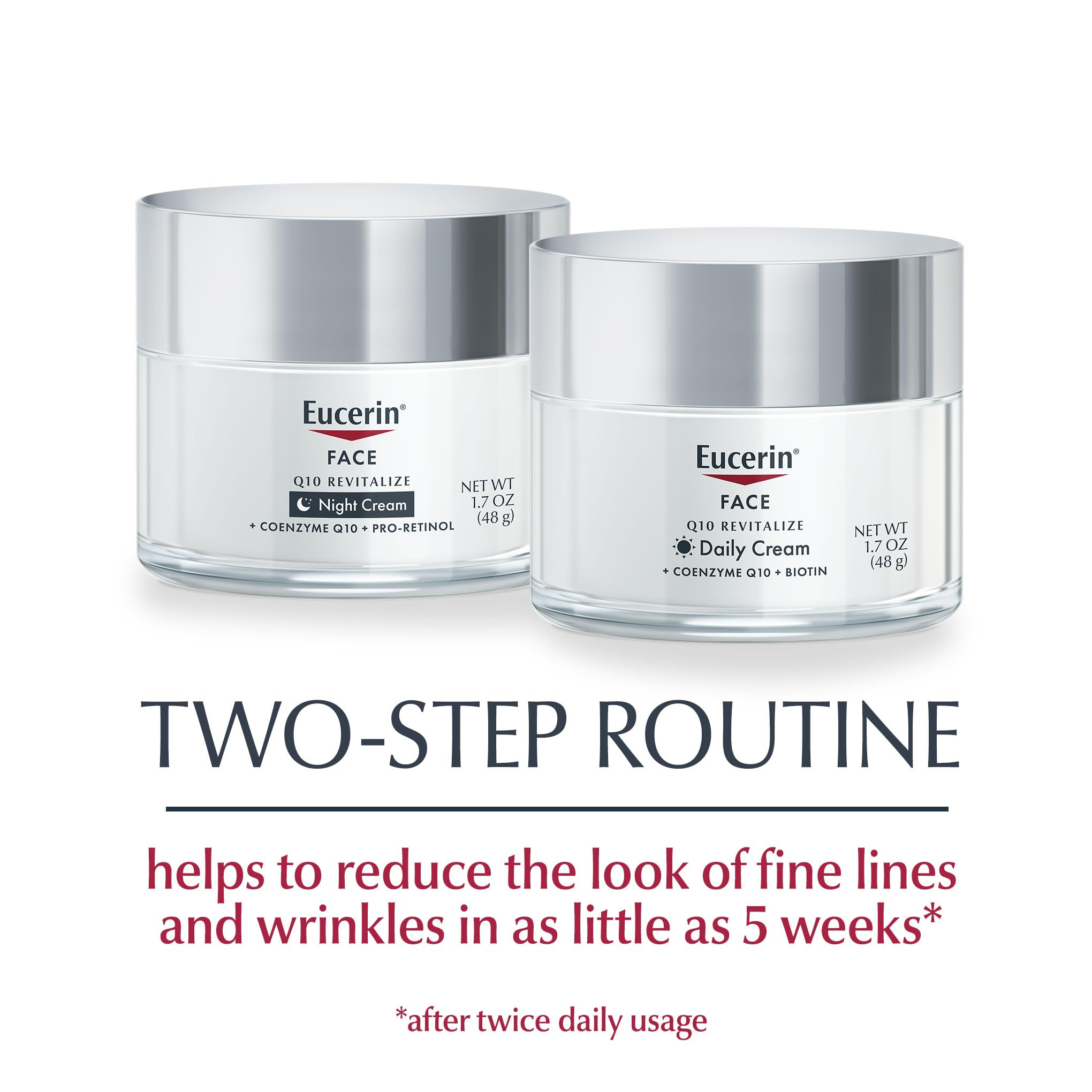 Eucerin anti aging moisturizer 2 pack jars showing day cream and night cream labels